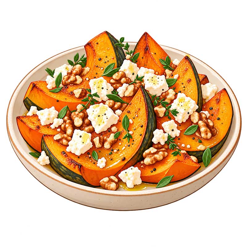 Kürbis mit Feta und Nüssen